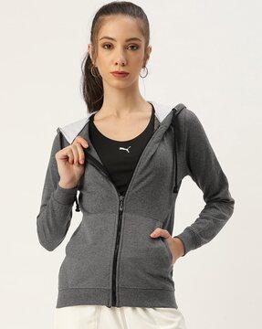 zip-front hoodie with kangaroo pockets