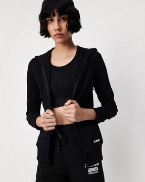 zip-front hoodie with kangaroo pockets