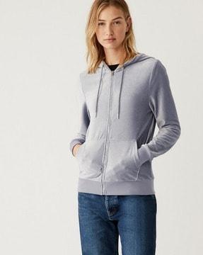 zip-front hoodie with kangaroo pockets