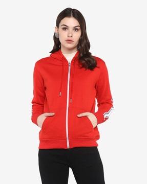 zip-front hoodie with kangaroo pockets