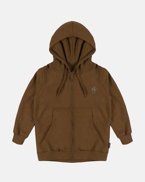 zip-front hoodie with kangaroo pockets