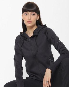 zip-front hoodie with raglan sleeve