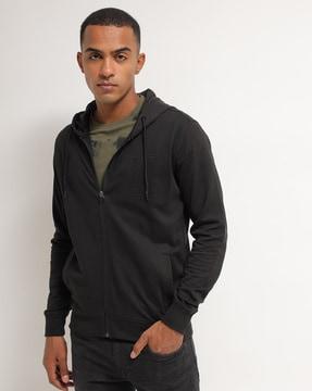 zip-front hoodie with slip pockets