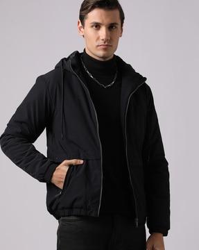 zip-front hoodie with slip pockets