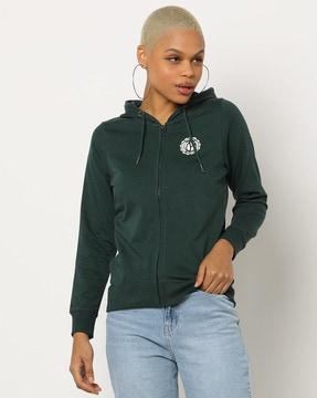 zip-front hoodie with slip pockets