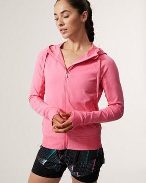 zip-front hoodie with slip pockets