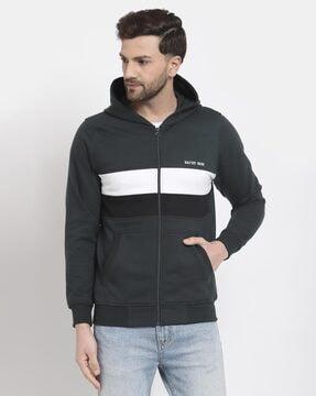 zip-front hoodie with slip pockets