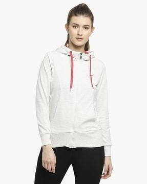 zip-front hoodie with split kangaroo pockets