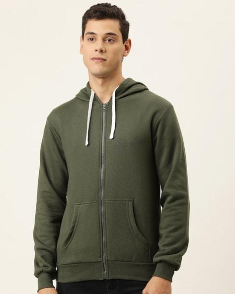 zip-front hoodie with split-kangaroo pockets