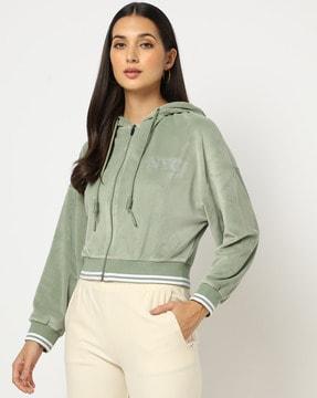 zip-front hoodie with tipping detail