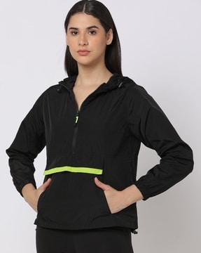 zip-front hoodie with toggle fastening