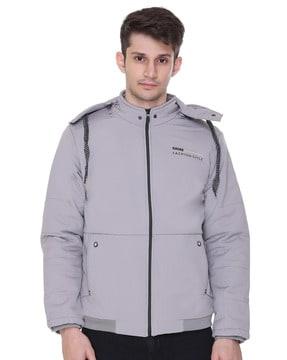 zip-front jacket detachable hoodie