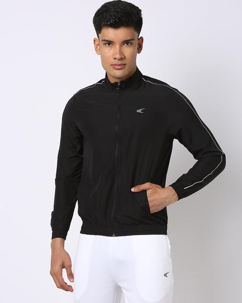 zip-front jacket with contrast piping