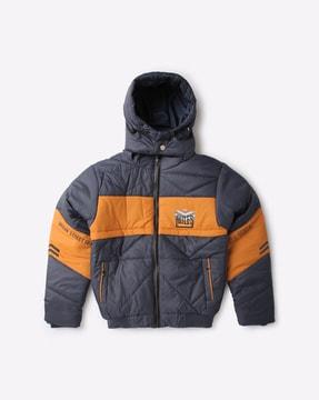 zip-front jacket with detachable hood