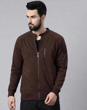 zip-front jacket with insert pocket