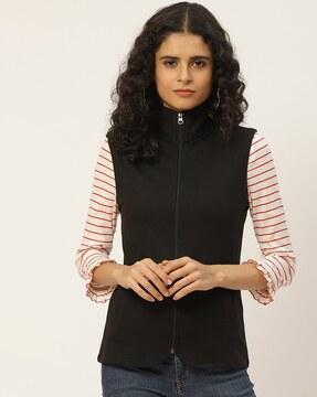 zip-front jacket with insert pockets