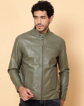 zip-front jacket with insert pockets