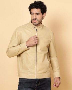 zip-front jacket with insert pockets