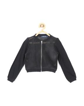 zip-front jacket with perforation