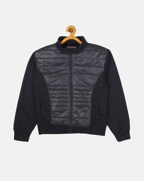 zip-front jacket with quilted panel