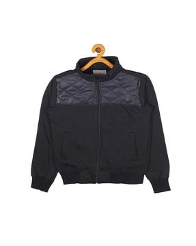 zip-front jacket with quilted panel