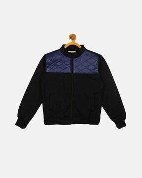 zip-front jacket with quilted yoke