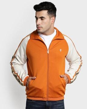 zip-front jacket with raglan sleeves
