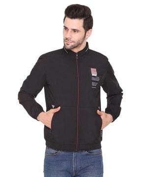 zip-front jacket with zip pockets