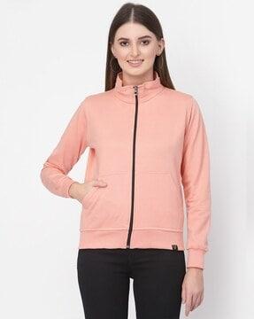 zip-front kangaroo-pockets sweatshirt