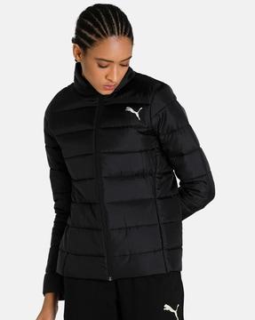 zip-front lightweight puffer jacket