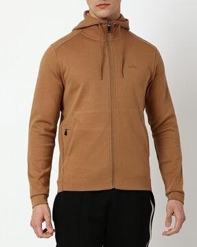zip-front organic cotton hooded sweatshirt