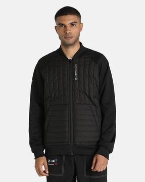 zip-front padded bomber jacket