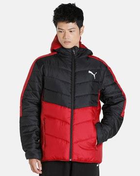 zip-front padded puffer jacket with hood