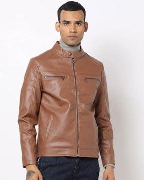 zip-front panelled jacket