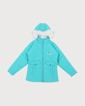 zip-front parka jacket with hood