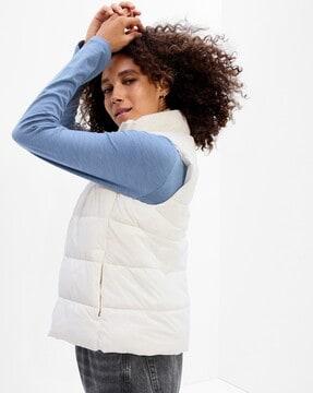 zip-front puffer gilet with slip pockets