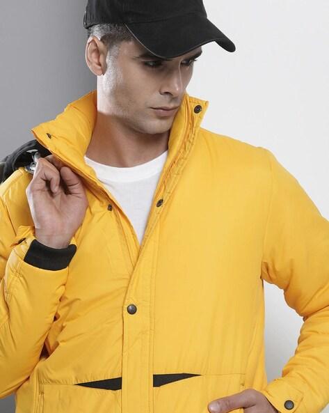 zip-front puffer jacket with pockets