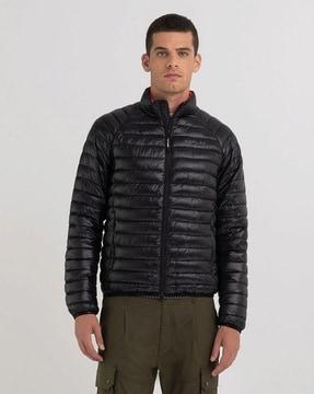 zip-front quilted bomber jacket