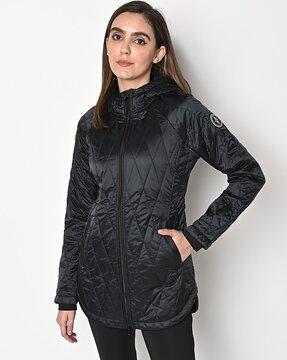 zip-front quilted hooded jacket