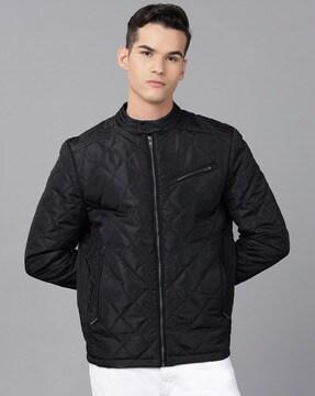 zip-front quilted jacket