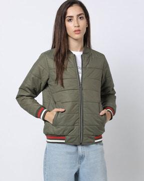 zip-front quilted jacket