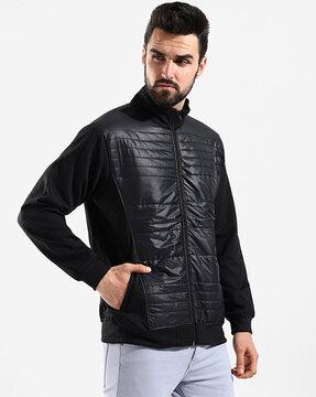 zip-front quilted jacket