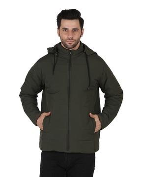 zip-front quilted jacket