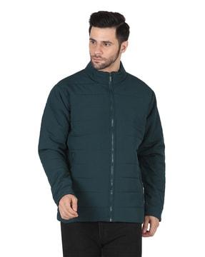 zip-front quilted jacket