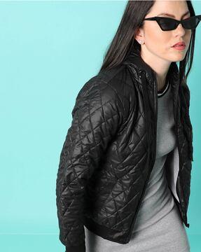 zip-front quilted jacket