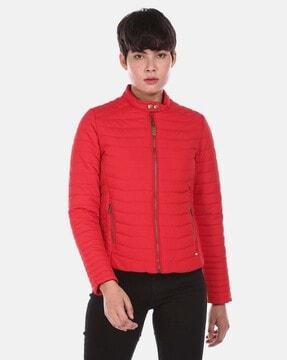 zip-front quilted puffer jacket