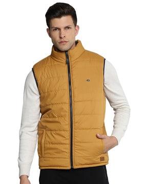 zip front quilted sleeveless bombers jacket