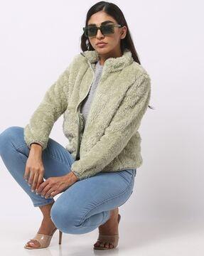 zip-front sherpa jacket