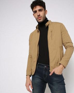 zip-front slim fit jacket