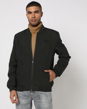 zip-front slim fit jacket